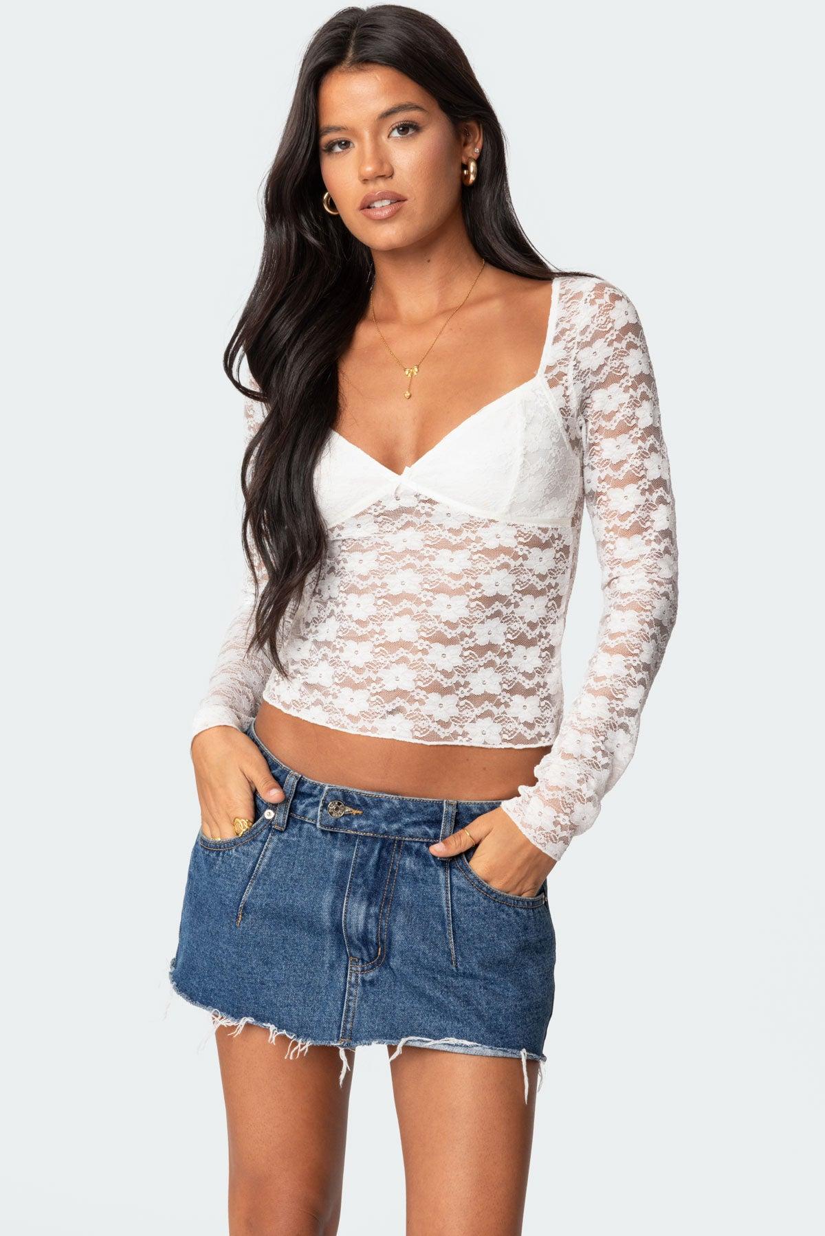 Mykonos Sheer Lace Top Product Image
