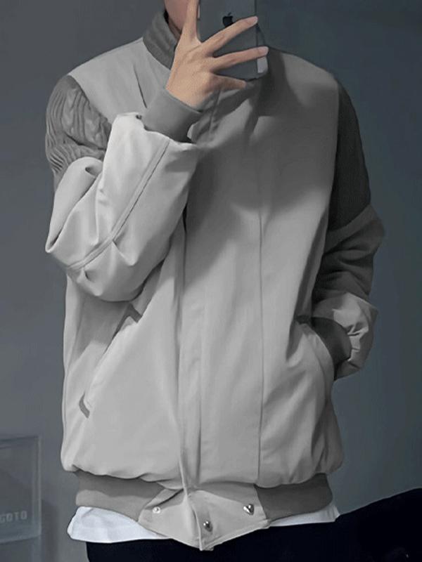 Men's Splice Collar Neck Bomber Jacket Product Image