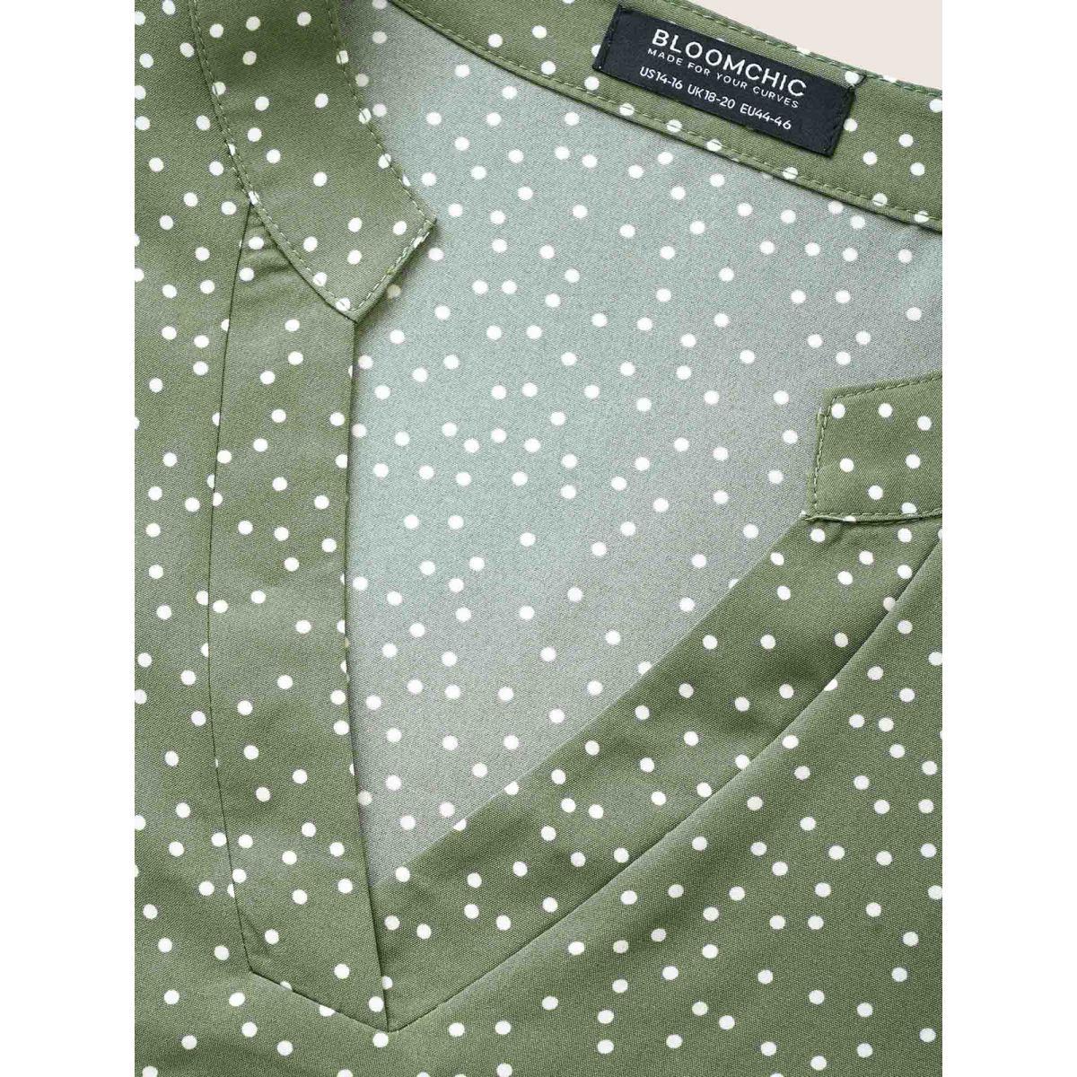 Polka Dot Ruffles Plus Size Women Blouses Elegance Casual Ruffles Ruffle Sleeve Short Sleeve V Neck Dailywear Blouses BloomChic Product Image