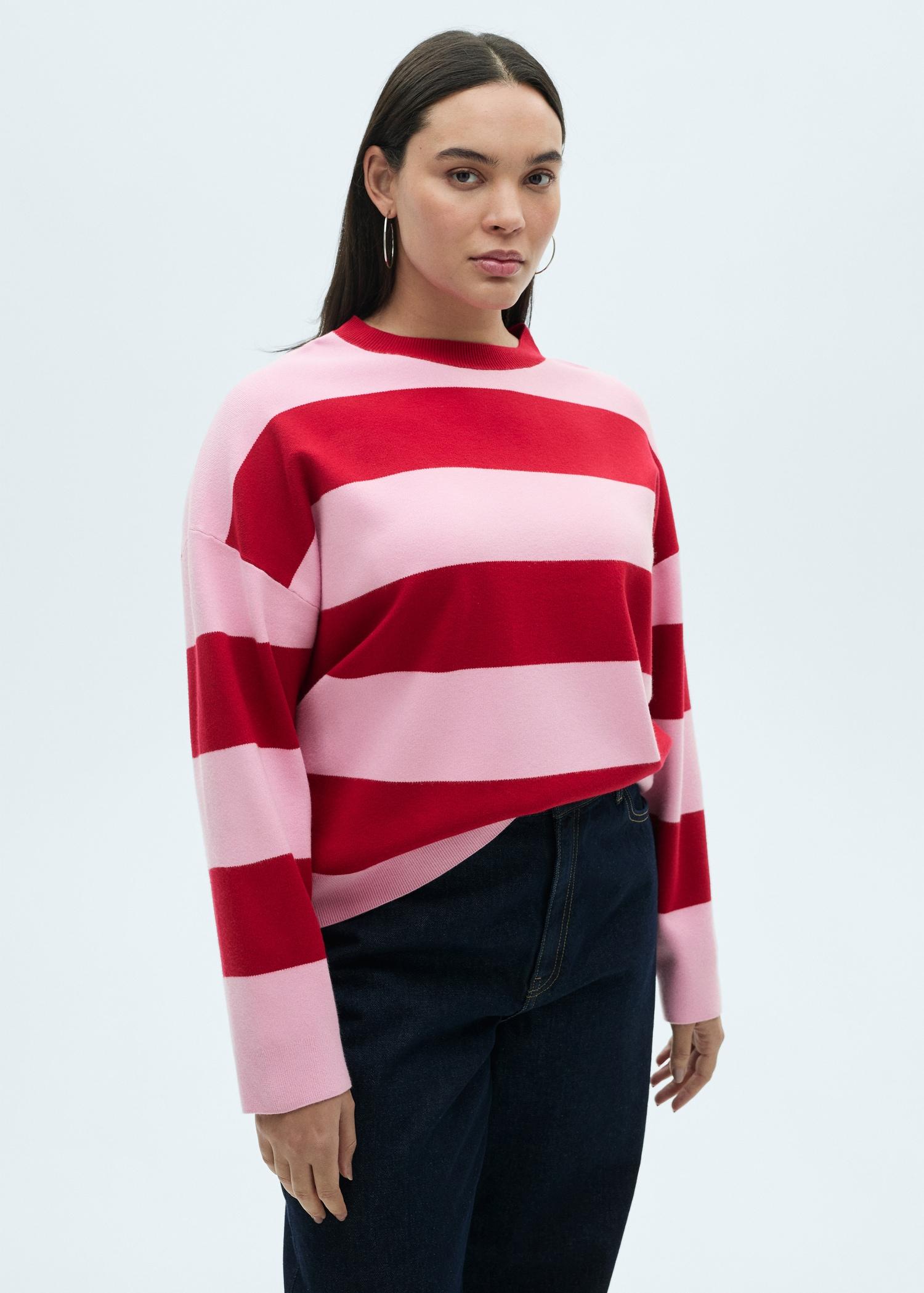Round-neck striped sweater - Women | MANGO USA Product Image