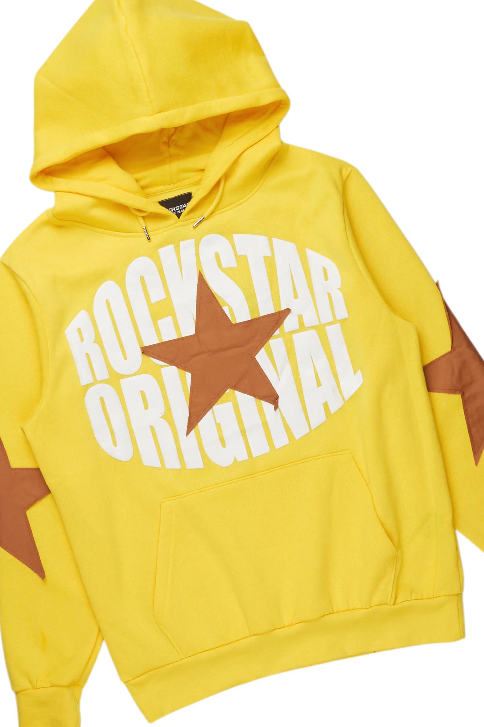 States Yellow Baggy Stacked Hoodie Track Set Male Product Image