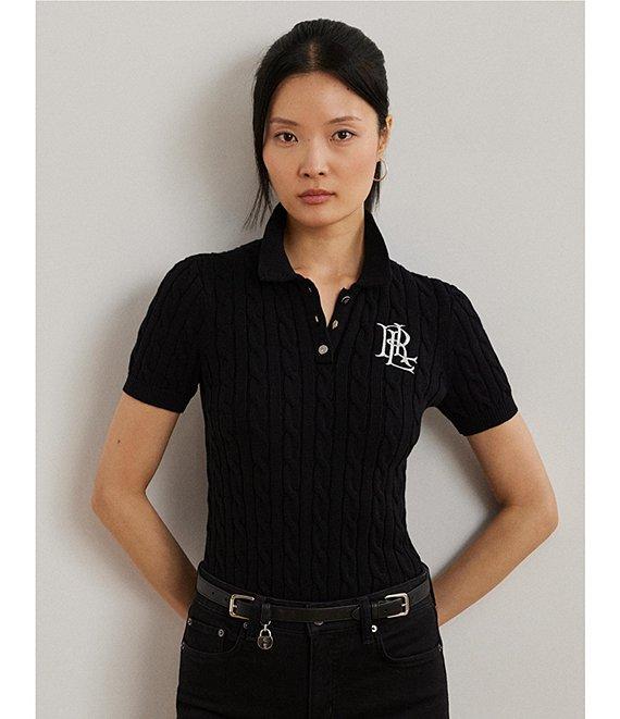 Lauren Ralph Lauren Cable Knit Polo Collar Short Sleeve Shirt Product Image