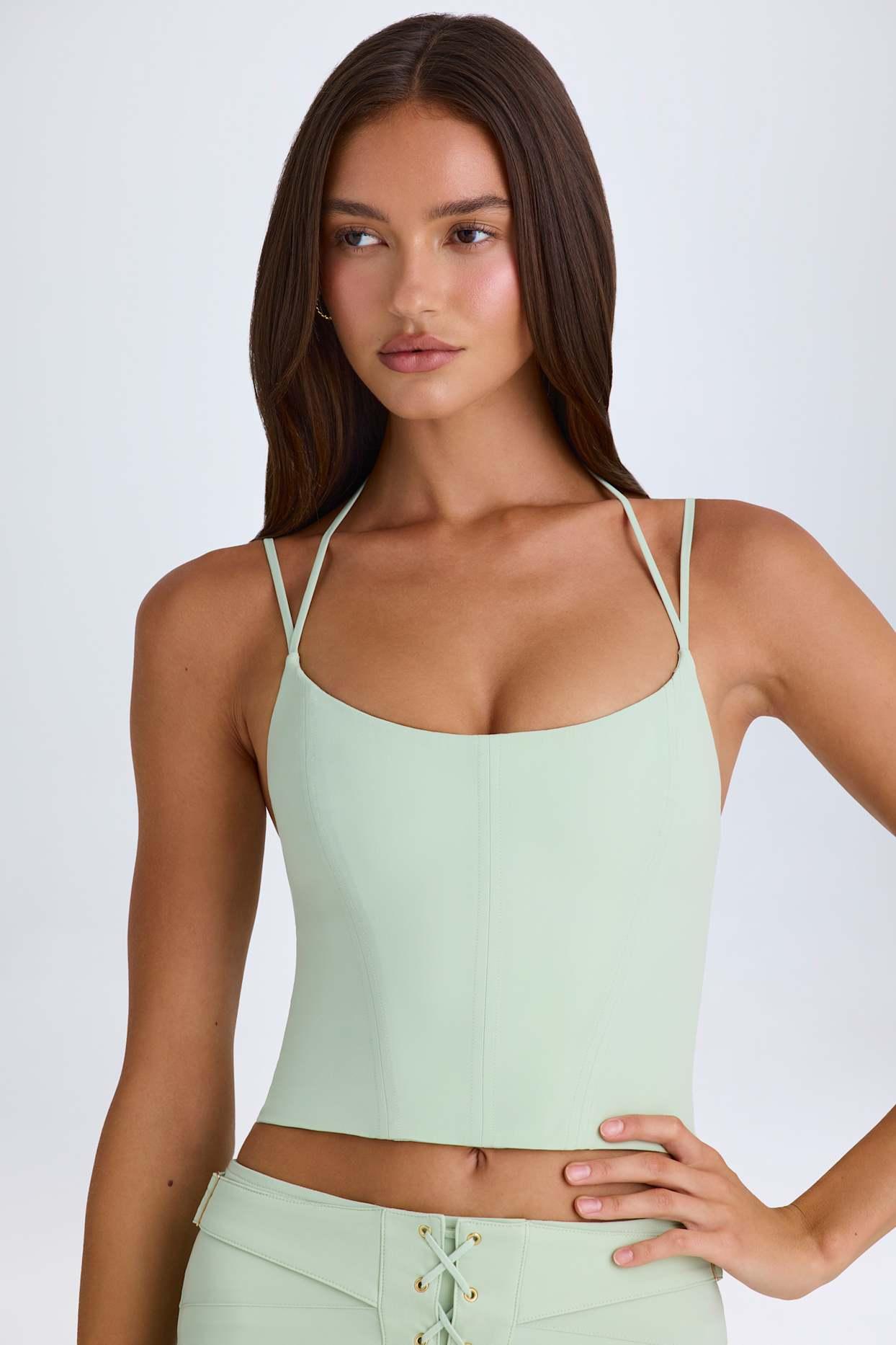 Halterneck Corset Top in Green Product Image