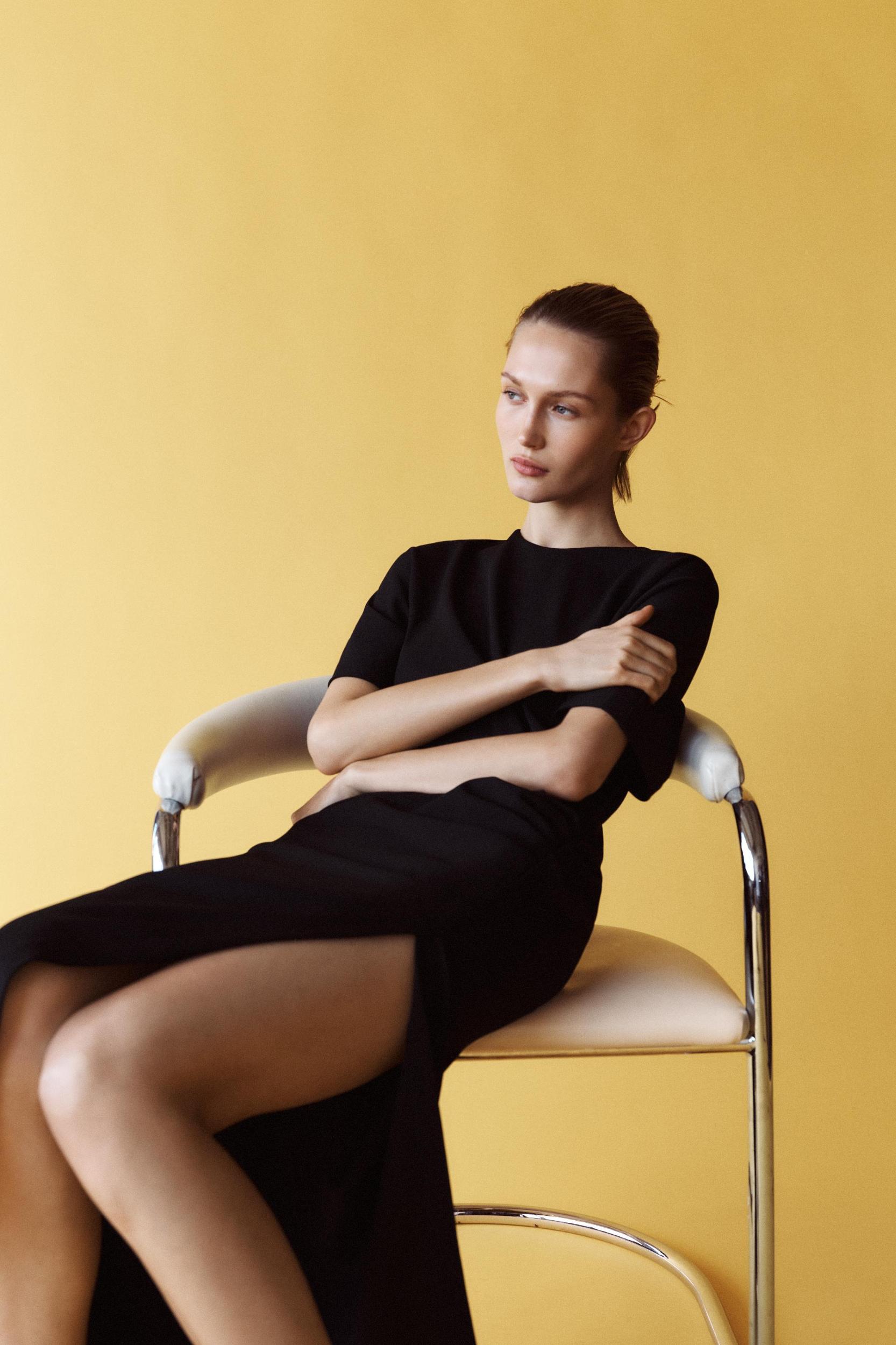 RUCHED MIDI DRESS Product Image