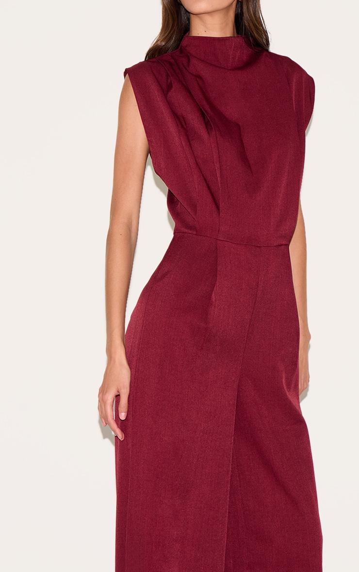Dark Plum Woven Cap Sleeve Flare Jumpsuit Product Image