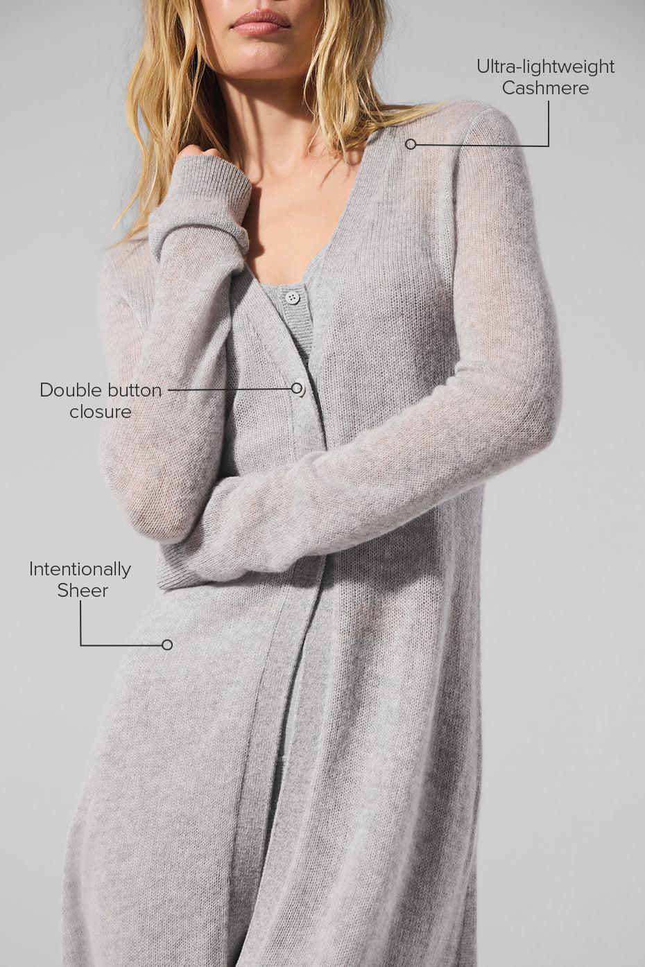 Sheer Cashmere Long Cardigan - Athletic Heather Grey Product Image