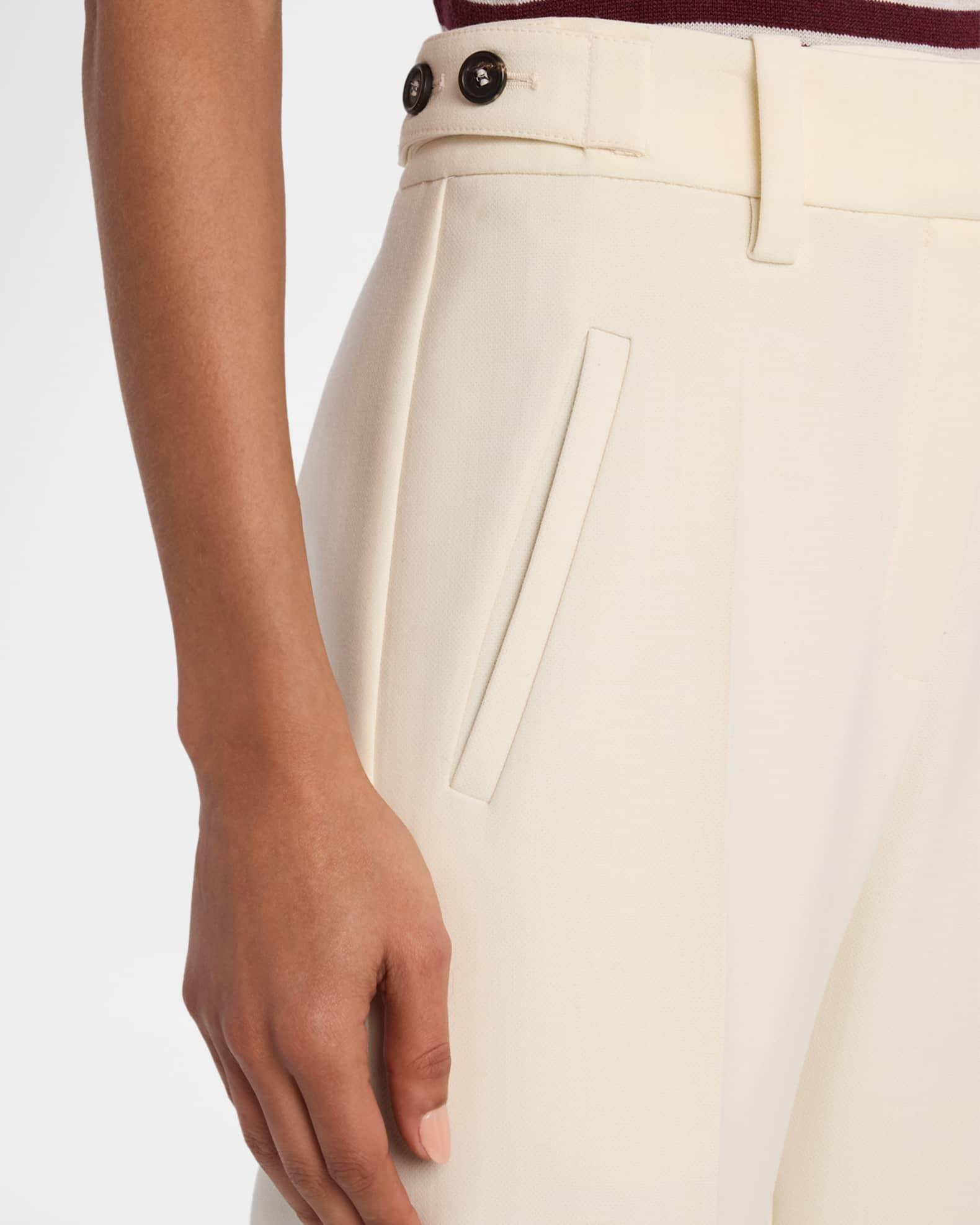 Button-Waist Double Canvas Wool Straight-Leg Pants Product Image