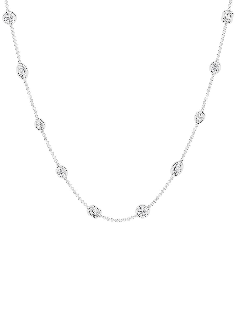 Womens 14K White Gold & 3 TCW Natural Diamond Station Necklace Product Image