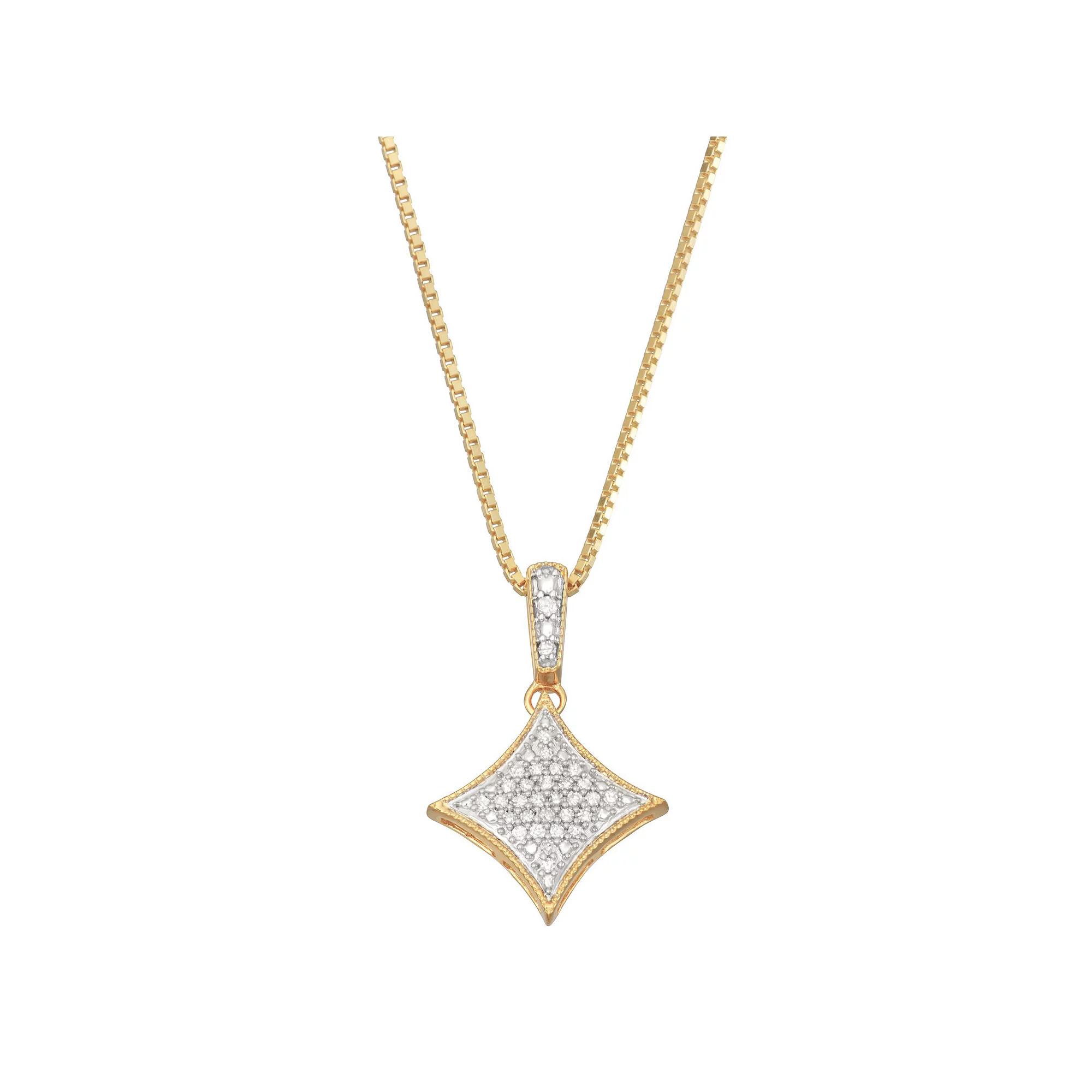 HDI 10k Gold Over Silver 1/10 Carat T.W. Diamond Pendant Necklace, Women's, Size: 18", Gold Over Sterling Product Image