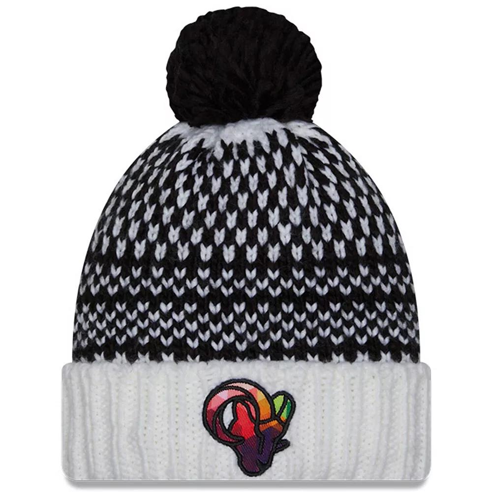 Women's New Era  Black/White Los Angeles Rams 2023 NFL Crucial Catch Cuffed Pom Knit Hat Product Image
