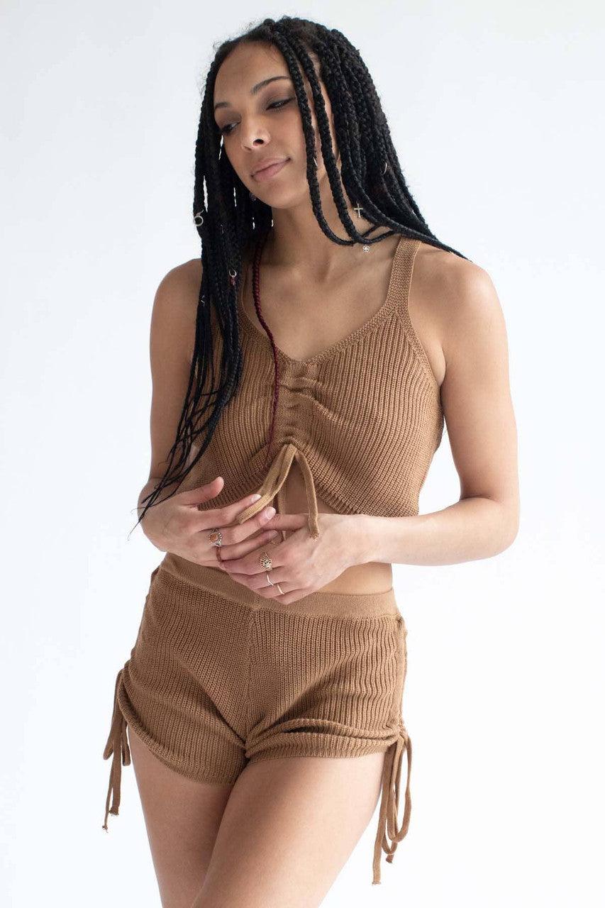Coconut Cinched Knit Cami & Shorts Set Product Image