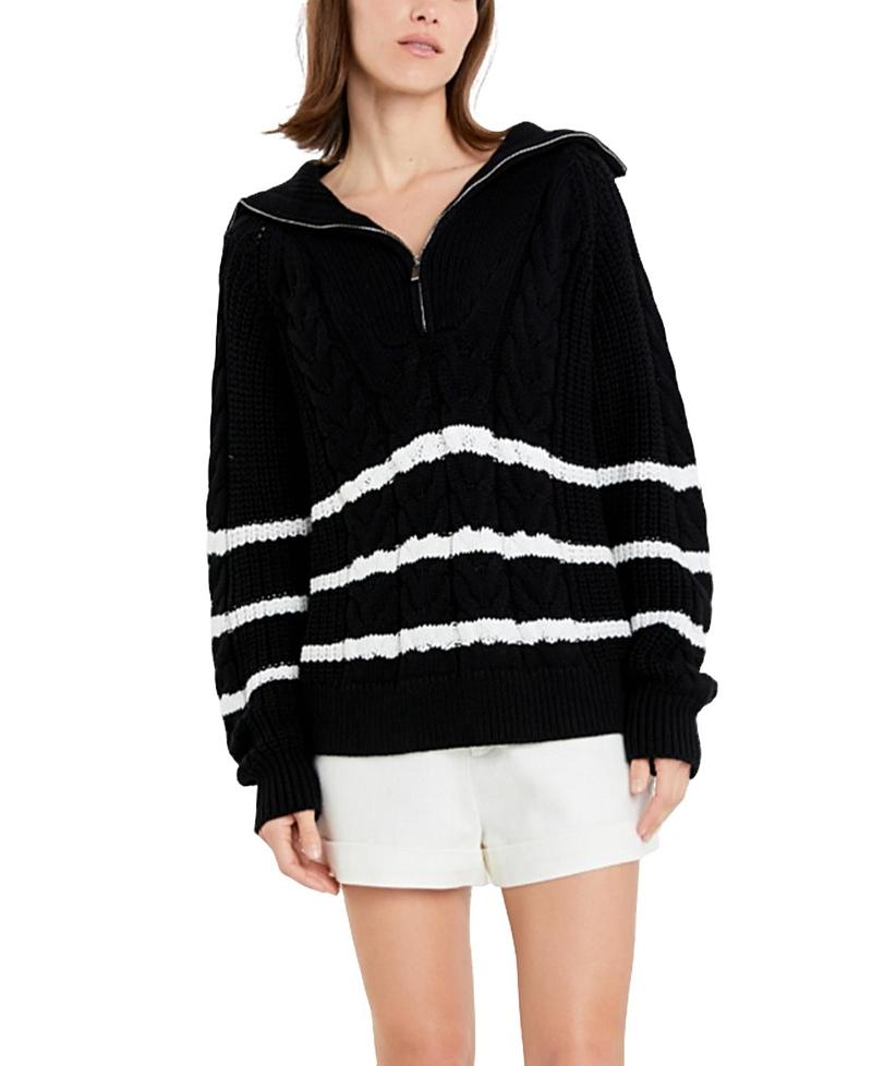English Factory Womens Stripe Zip up Sweater Product Image