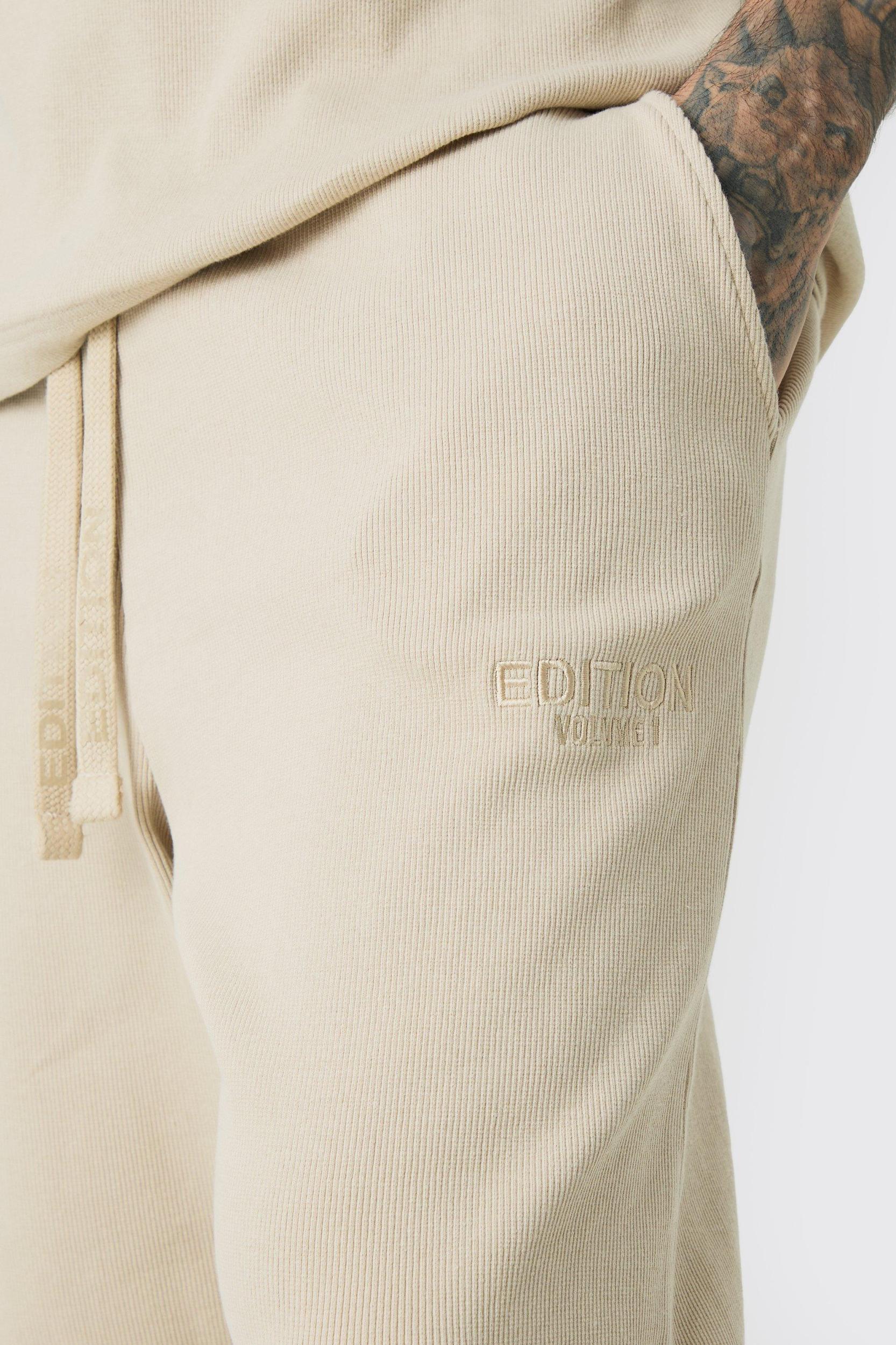 Tall EDITION Straight Ribbed Heavyweight Split Hem Sweatpants | boohooMAN USA Product Image