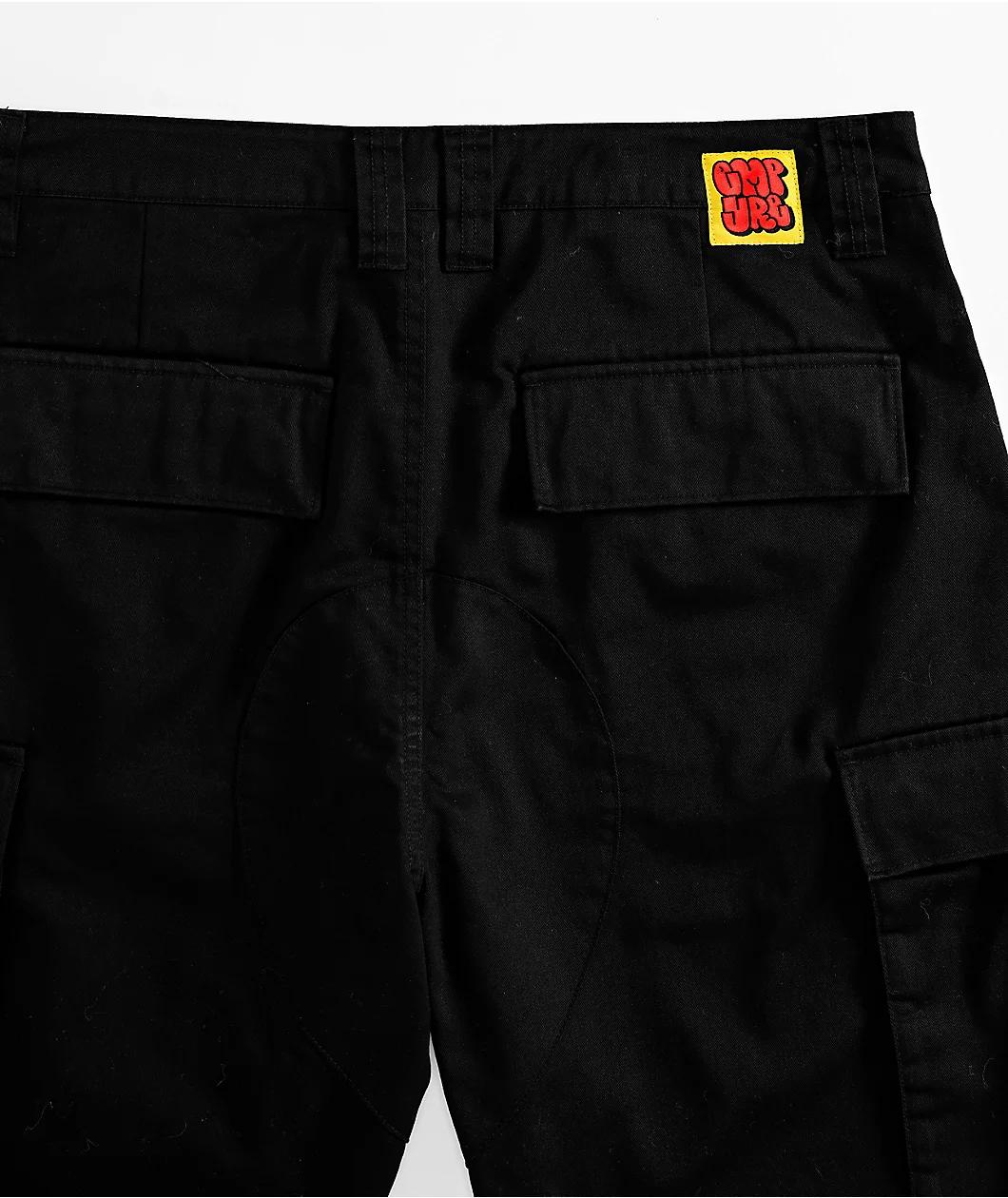 Empyre Cargo Loose Fit Black Skate Shorts Product Image