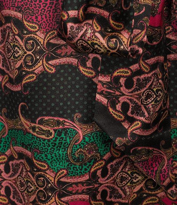 tyler boe Val Silk Charmeuse Cheetah Status Print V-Neck 3/4 Balloon Sleeve Mini Dress Product Image