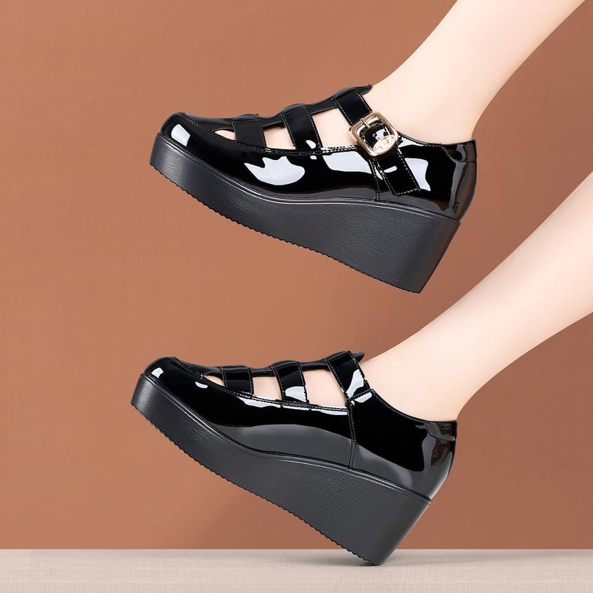 Platform Patent Leather Wedge Gladiator Sandals Product Image