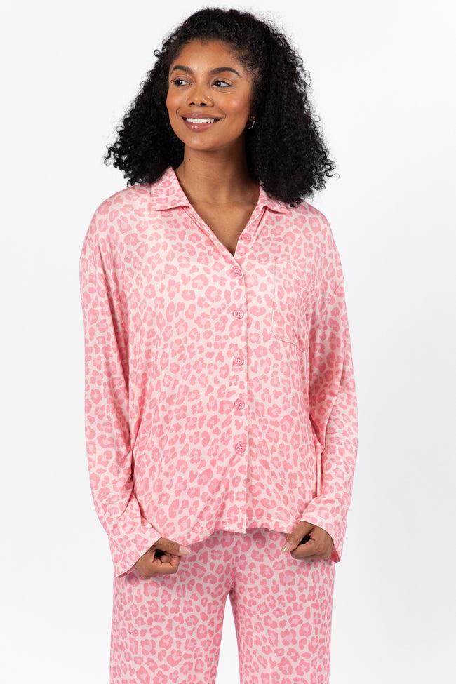 Sweet Dreams Pink Leopard Pajama Long Sleeve Top FINAL SALE Product Image