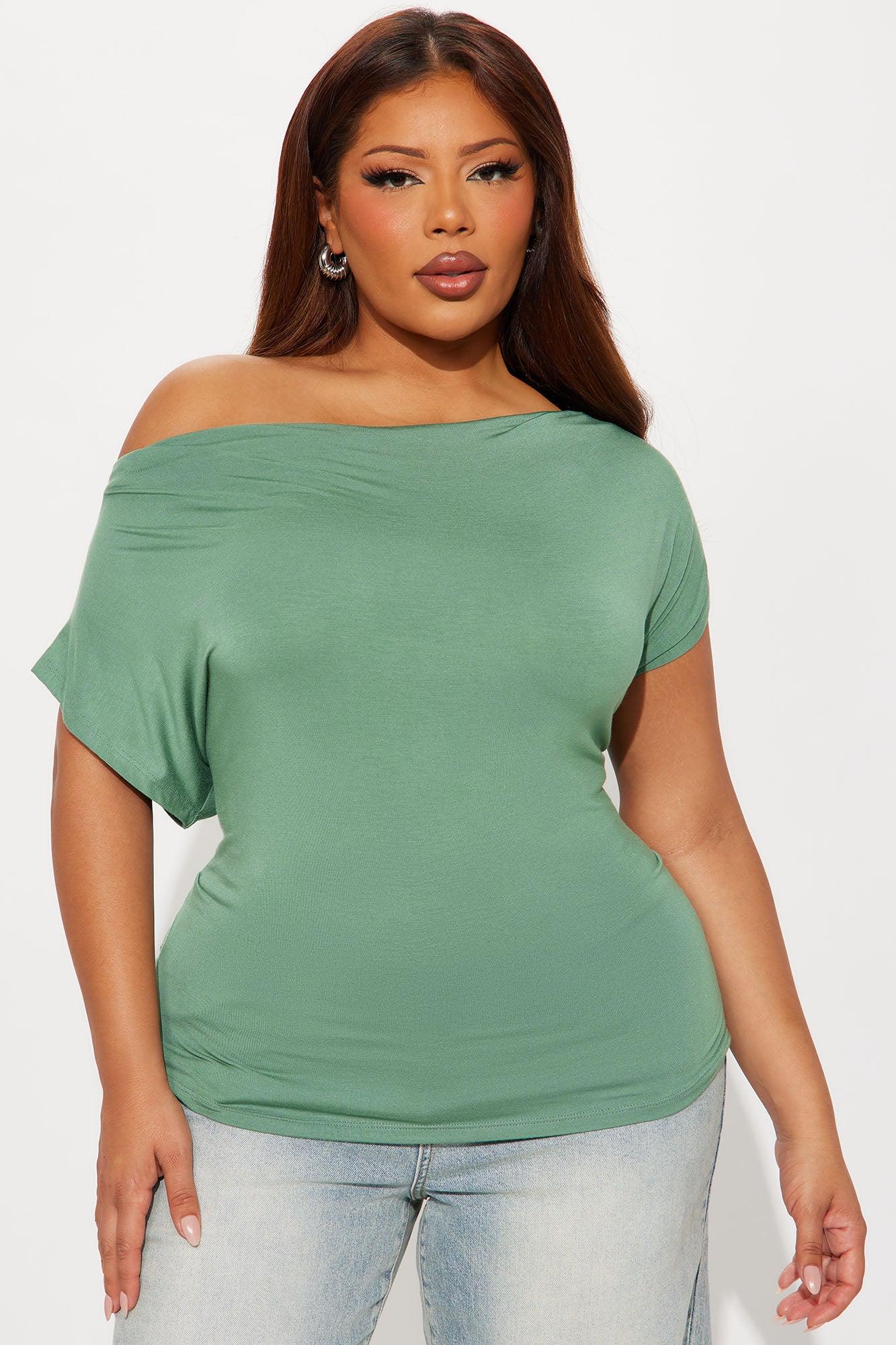 Eva Effortless One Shoulder Top - Sage Female Product Image