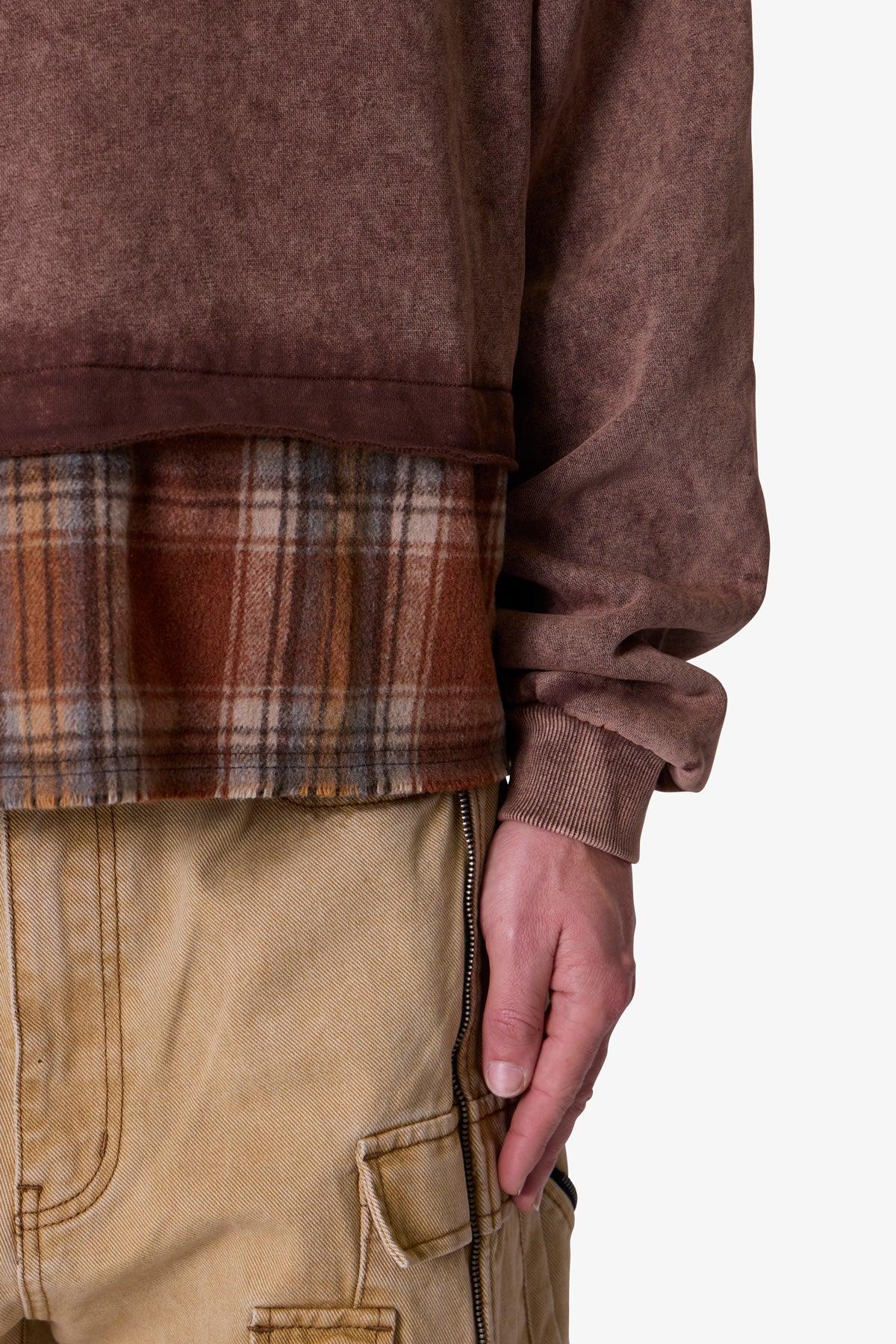 Flannel Crew Pullover Sweater - Brown Product Image