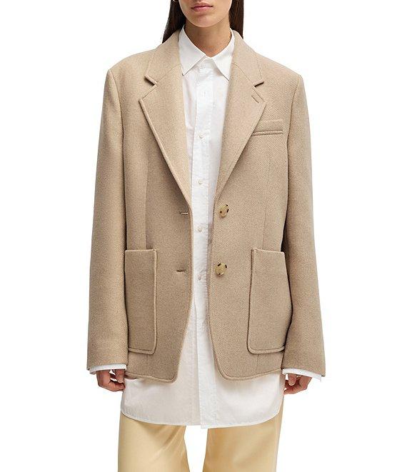 Hugo Boss Jovana Woven Wool Blend Notch Lapel Long Sleeve Blazer Product Image