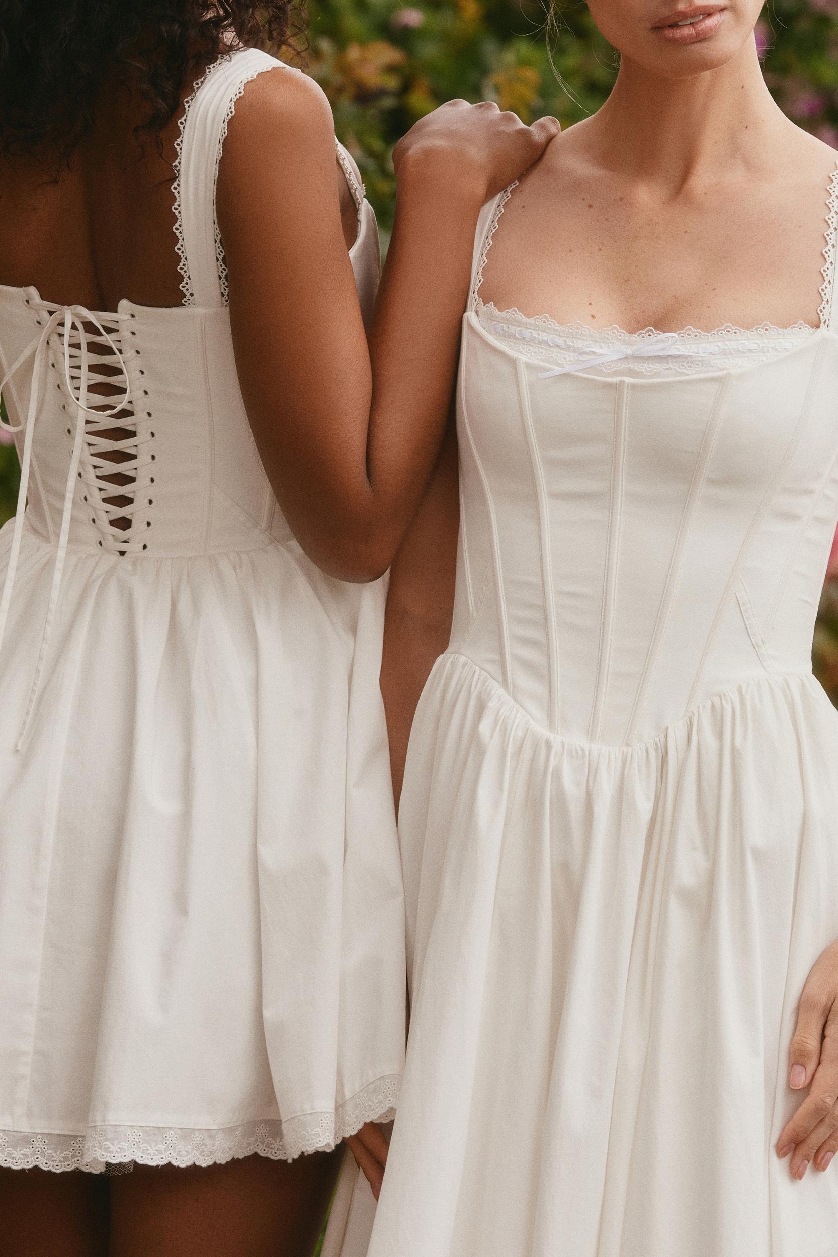 Ami  white stretch cotton corset mini dress Product Image