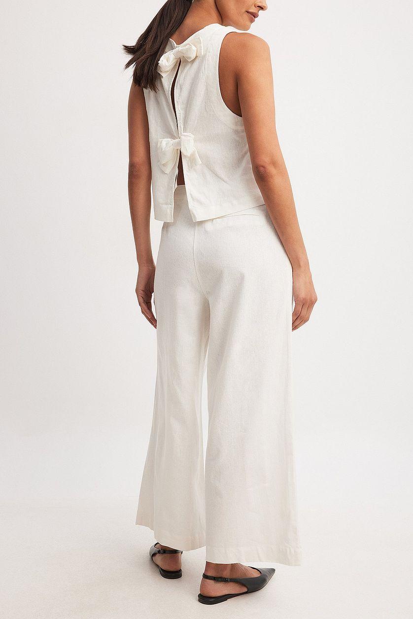 Linen Blend Ankle Length Trousers Product Image