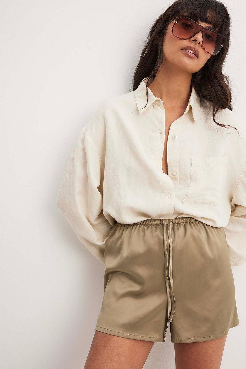 Satin Loose High Waist Shorts Product Image