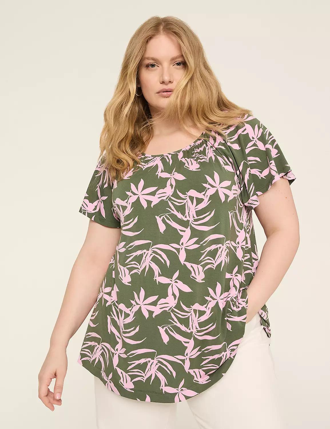 Swing Flutter-Sleeve Boatneck Top Product Image