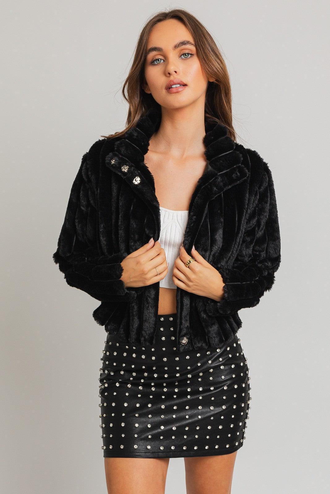 Faux Fur Crop Jacket Product Image