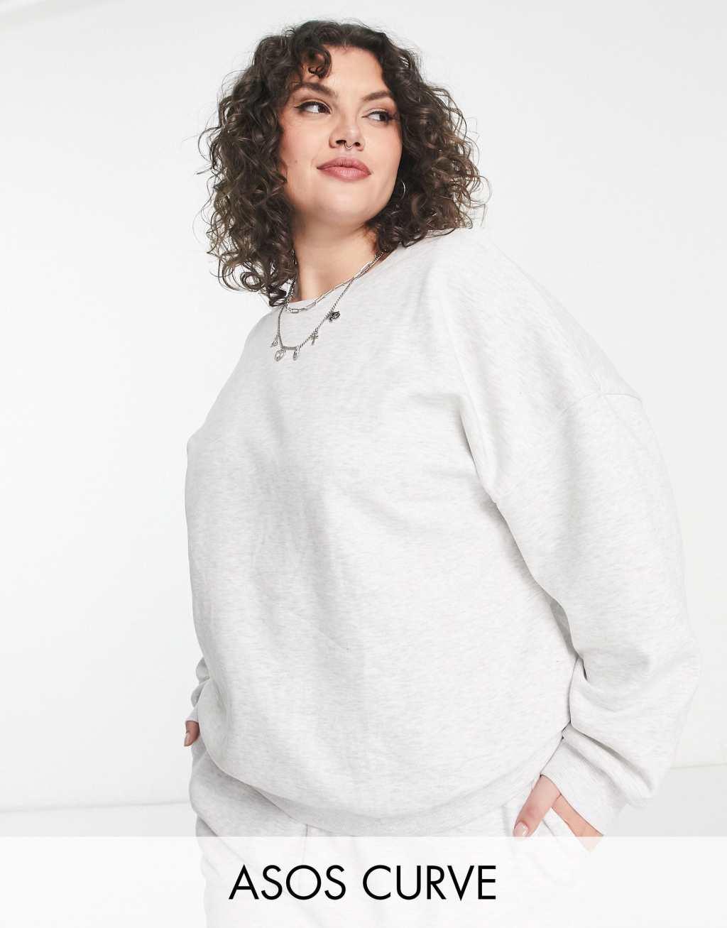 ASOS DESIGN Curve oversized sweatshirt in ice heather Product Image
