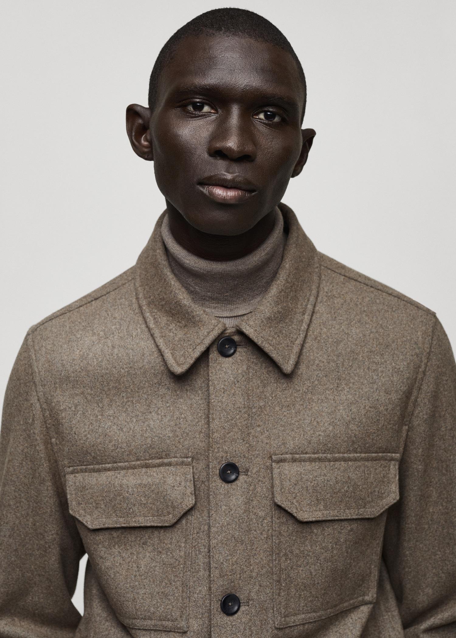 Flannel wool-blend overshirt - Men | MANGO USA Product Image