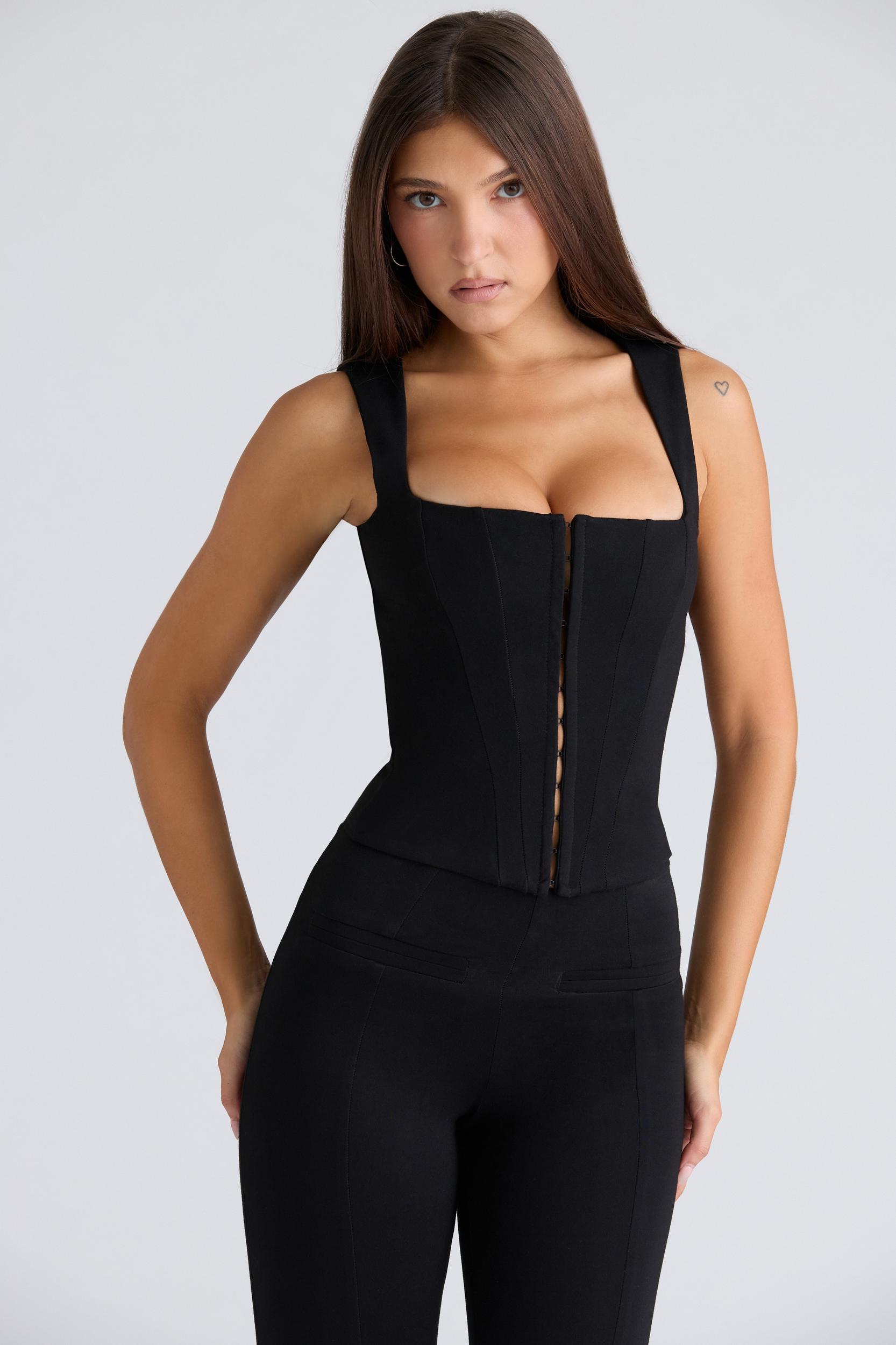 The Balconette  black fitted corset top Product Image