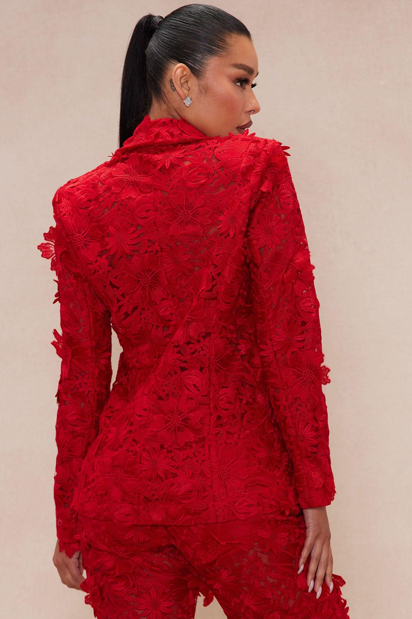 Denise Embroidered Blazer - Red Product Image