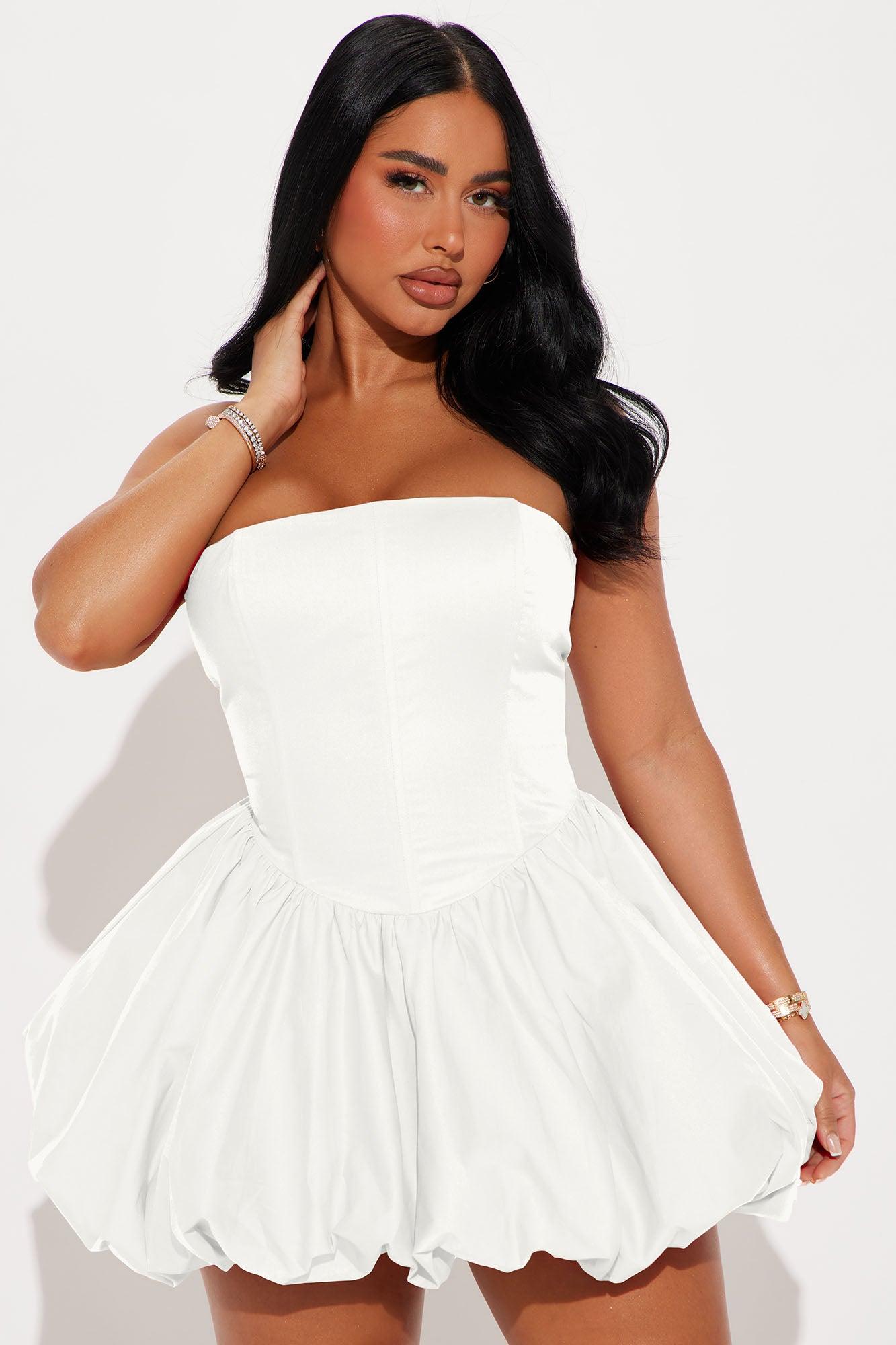 A Night in Paris Bubble Mini Dress - White Product Image