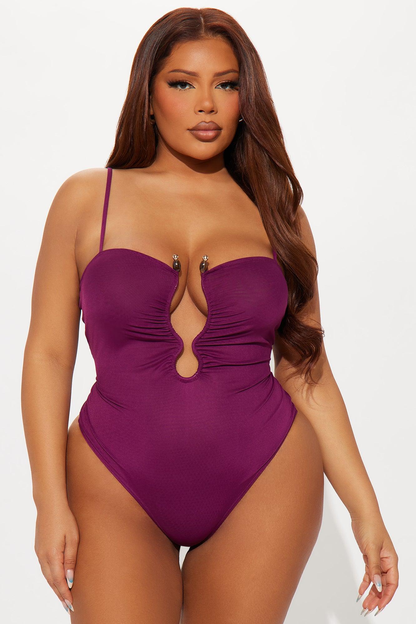 Let Loose Mesh Bodysuit - Plum Female Product Image