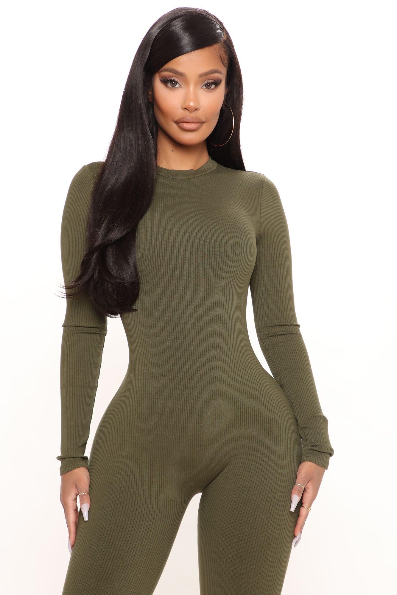 Maribel Snatched Jumpsuit - Olive Product Image