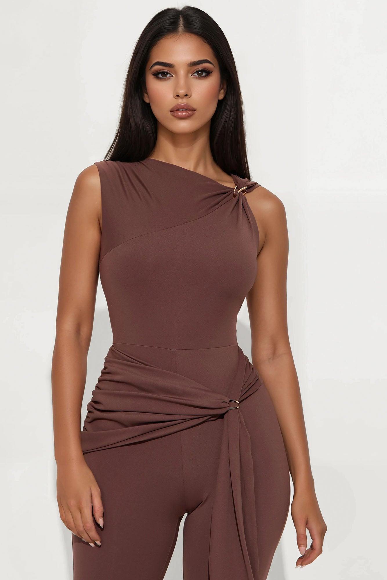 Moonlight Kiss Jumpsuit - Brown Female Product Image