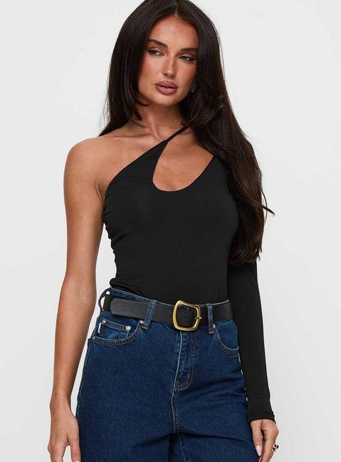 Play Pretend One Sleeve Bodysuit Black Product Image