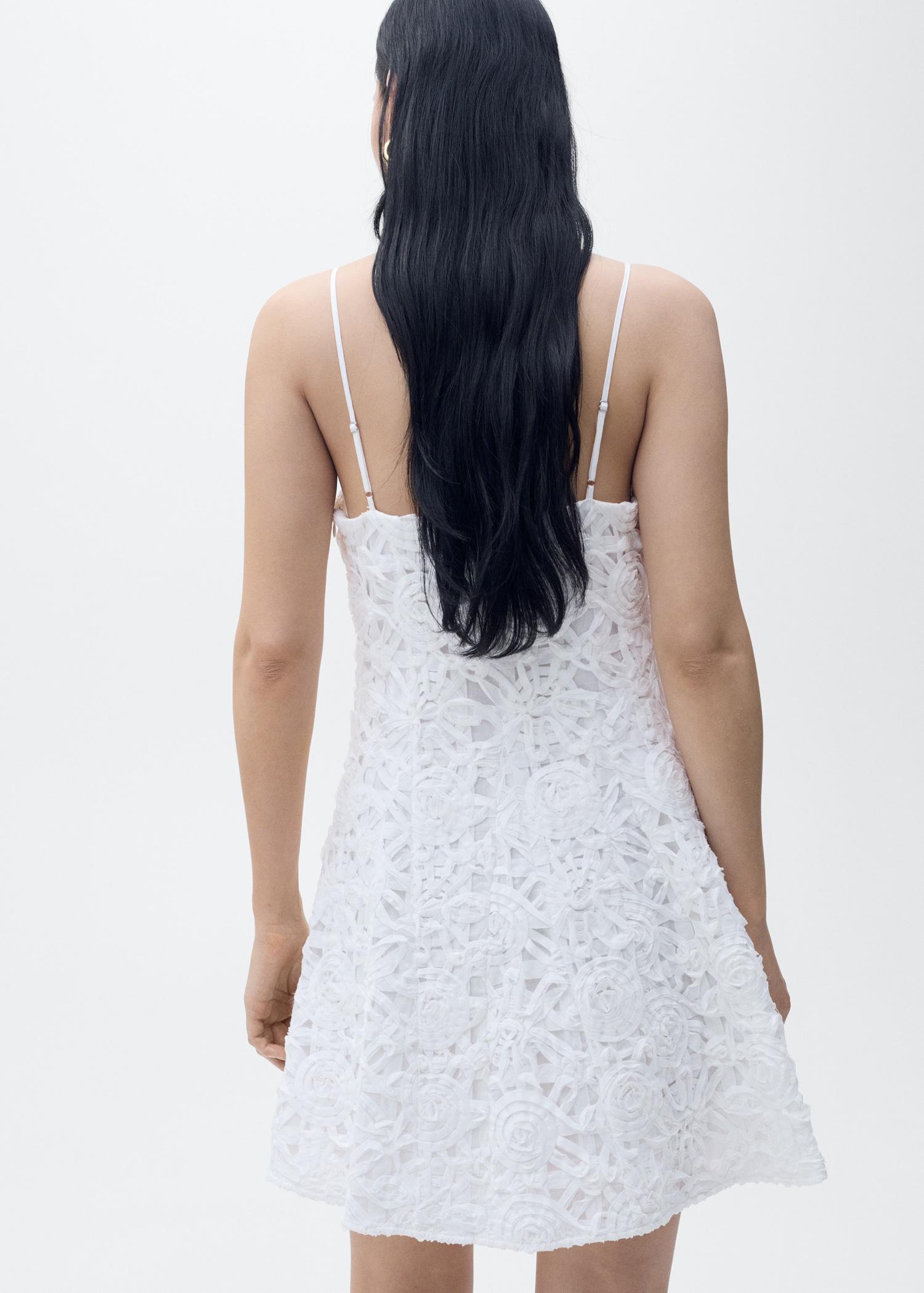 Short floral textured dress - Women | MANGO USA Product Image