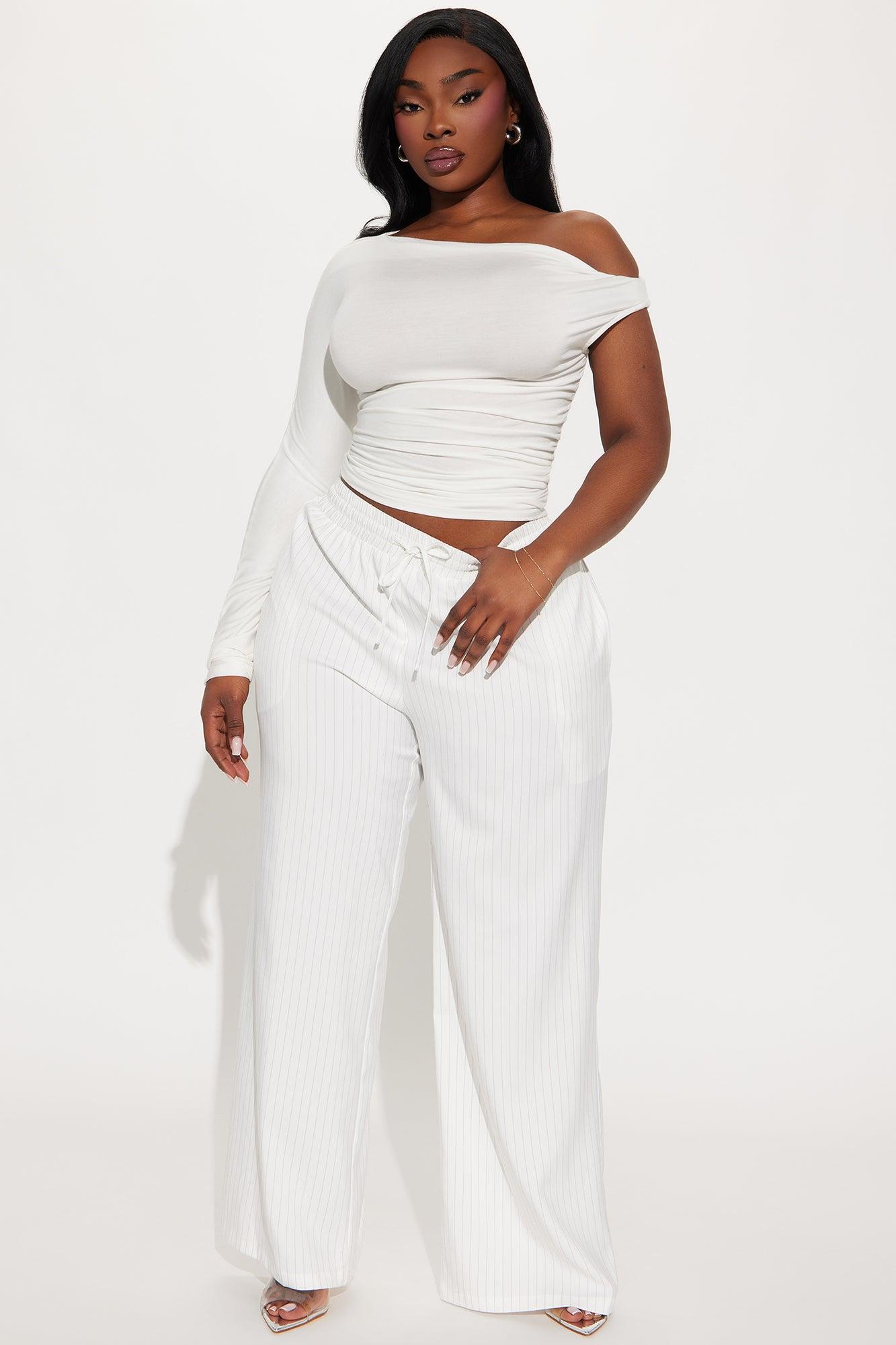 Estrada Pinstripe Trouser Pant - Ivory Product Image