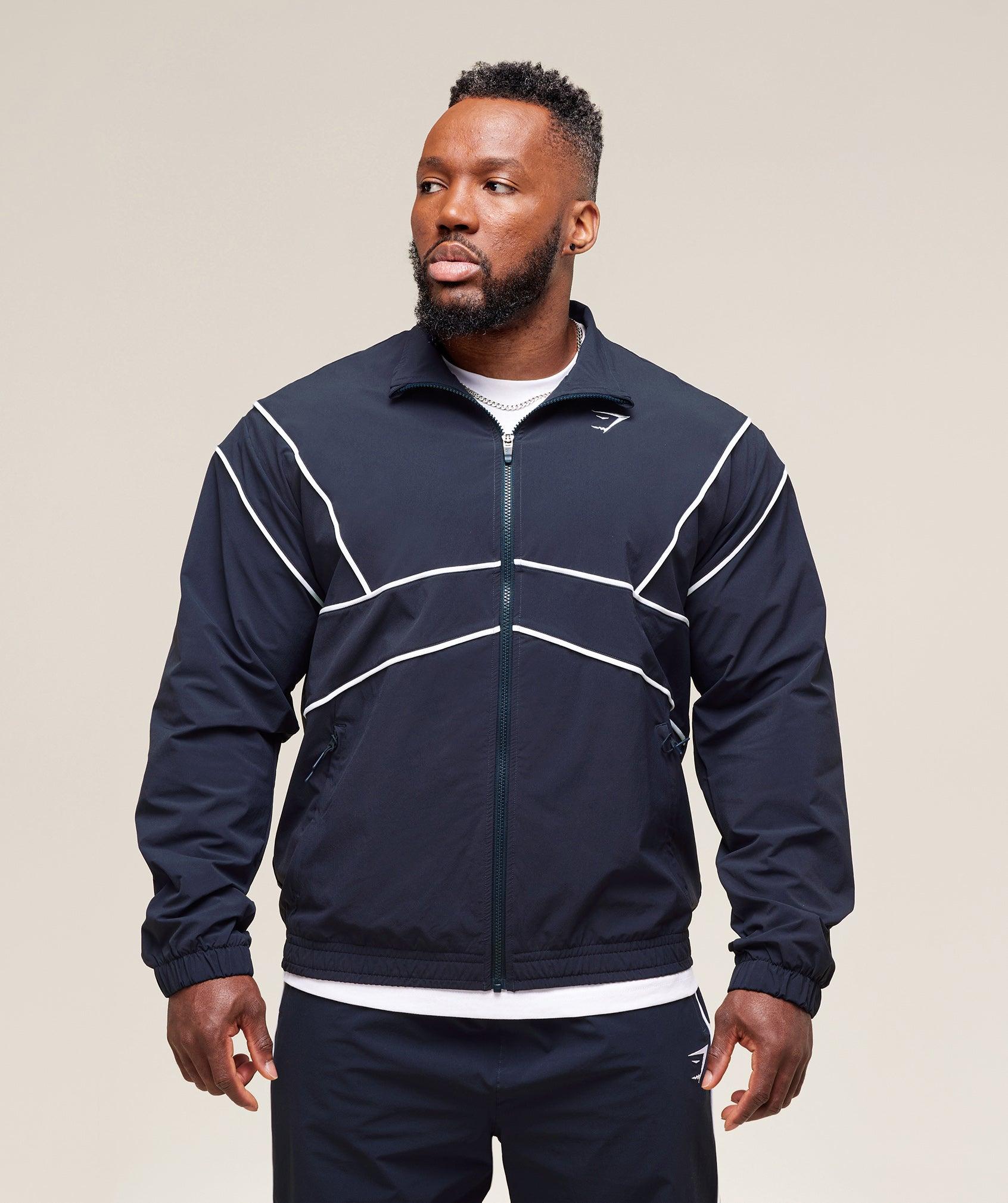 Gymshark Retro Crinkle Track Jacket - Heavy Blue Male Product Image