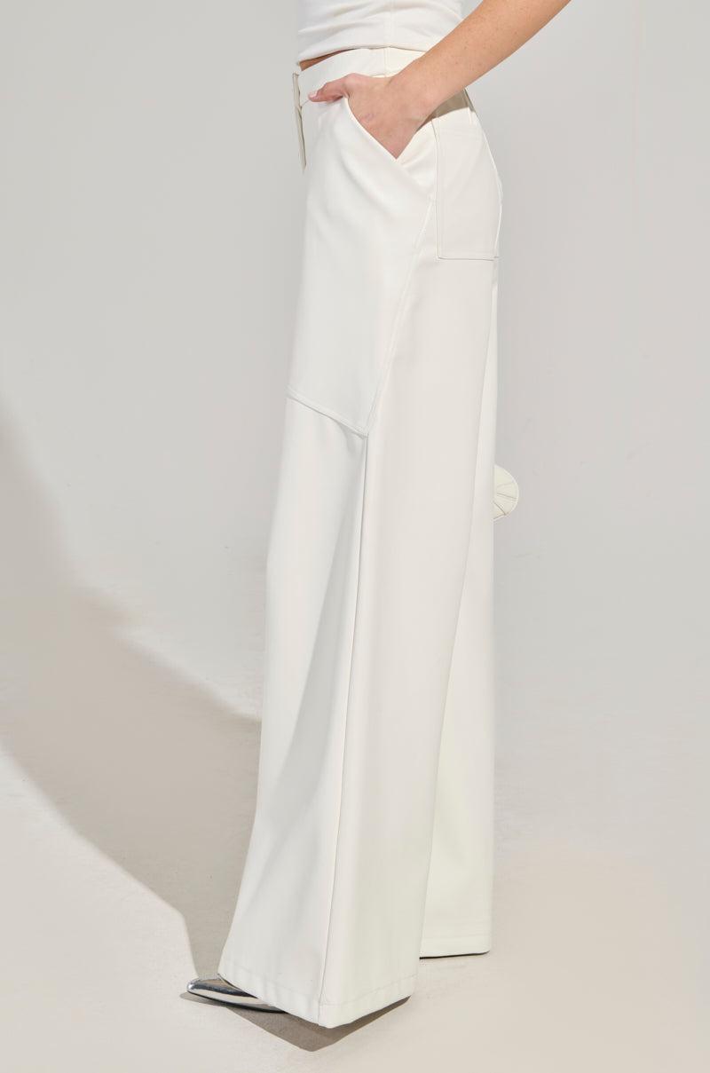 ASHLYN FAUX LEATHER PANT IN WHITE Product Image