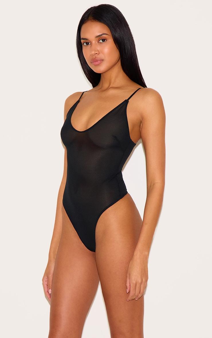 Black Power Mesh Shapewear Bodysuit Product Image