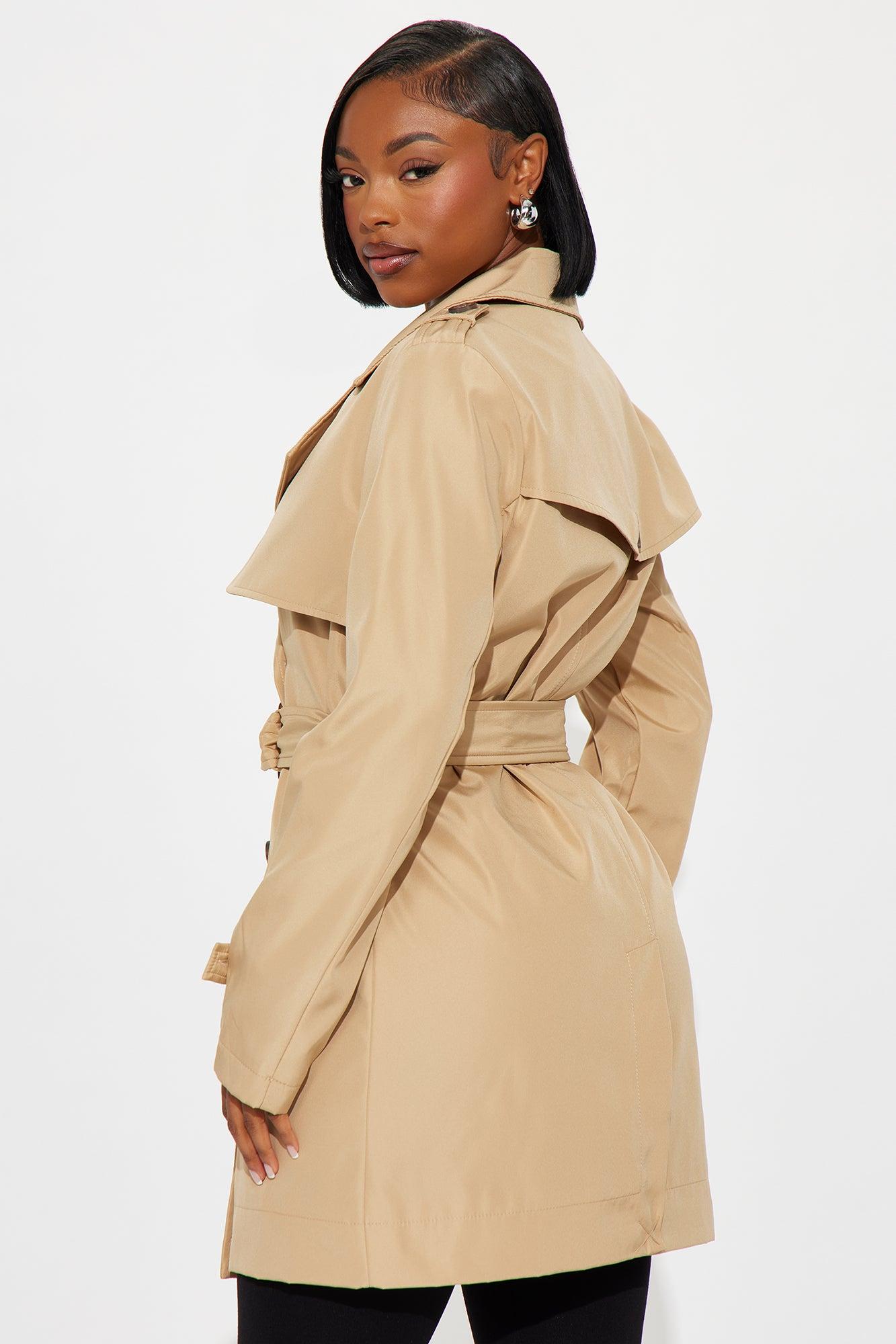 Avery Belted Nylon Trench Coat - Tan Female Product Image
