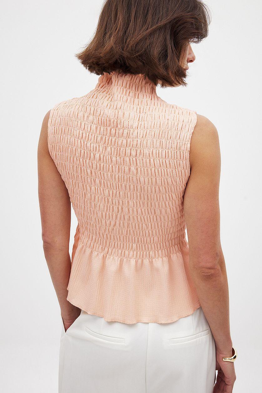 Sleeveless Smock Top Checkered Product Image