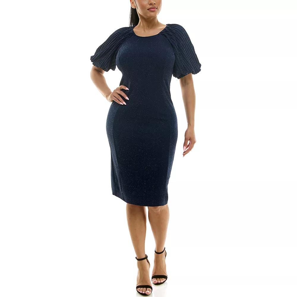 Women's Nina Leonard Puff Sleeve Sheath Dress,  Product Image