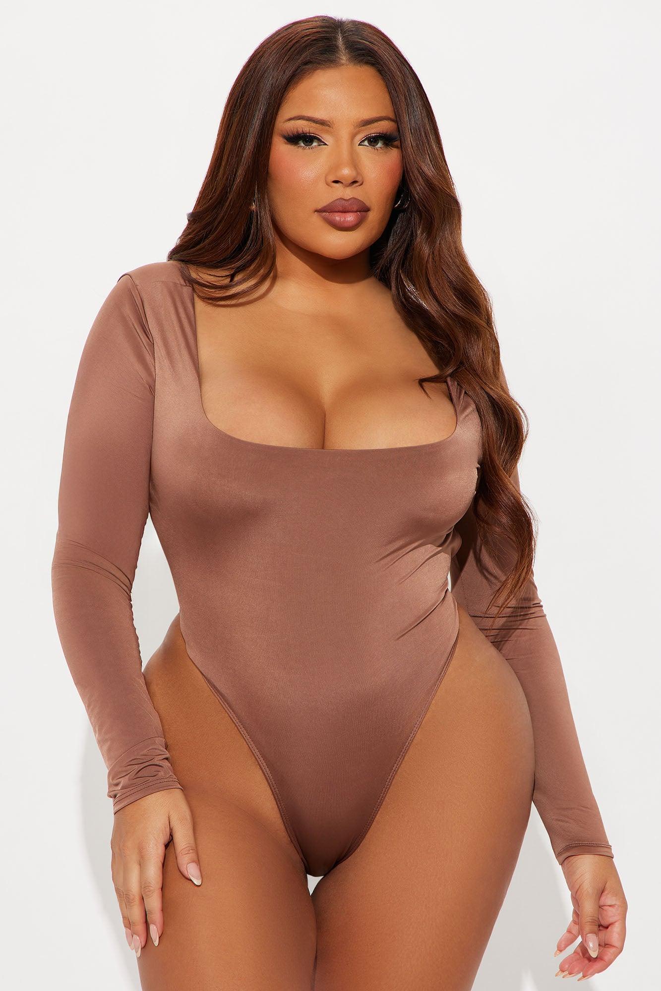 Living Proof Long Sleeve Backless Bodysuit - Chocolate Female Product Image