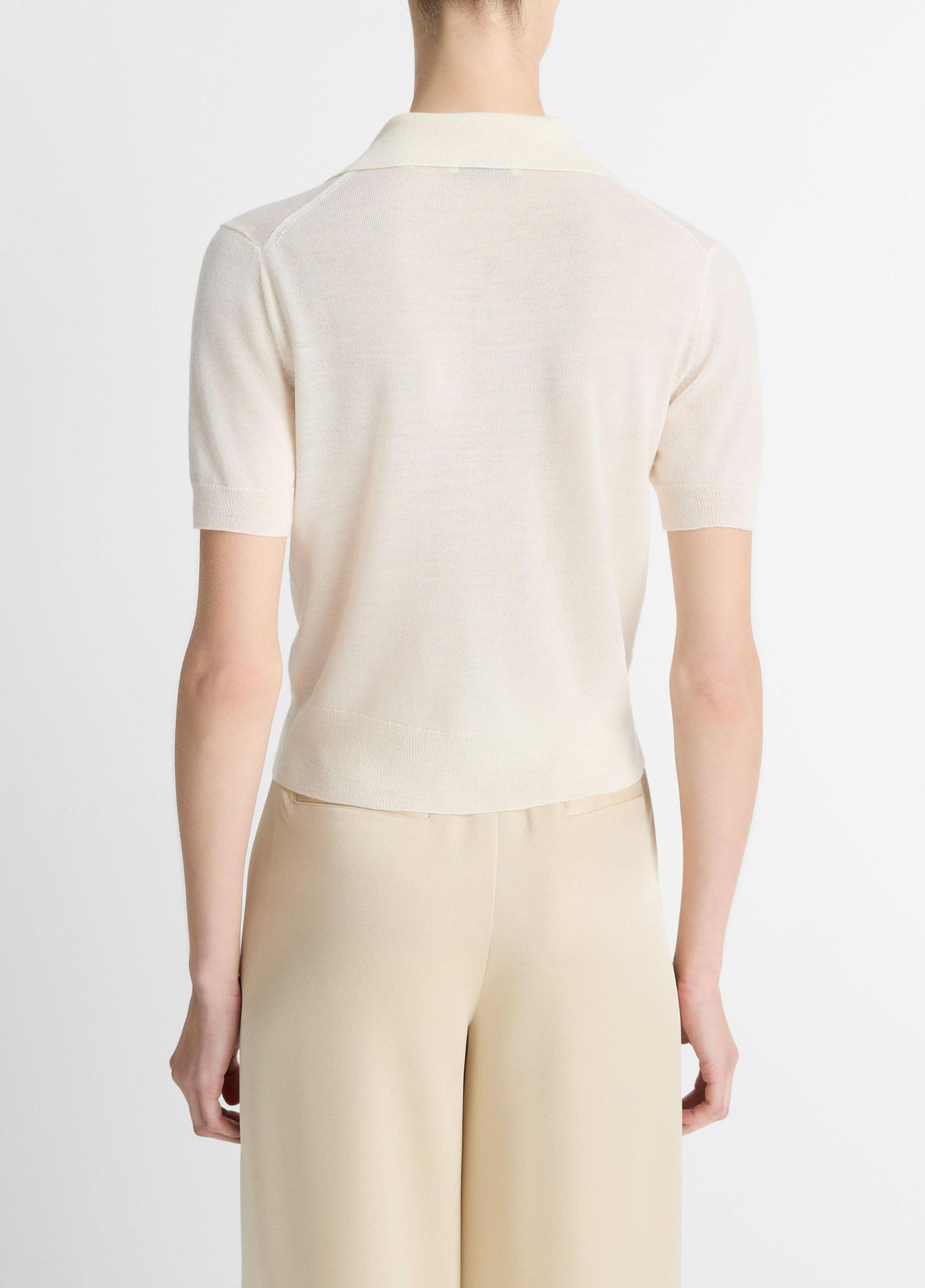 Wool-Blend Collared Button-Front Sweater Product Image