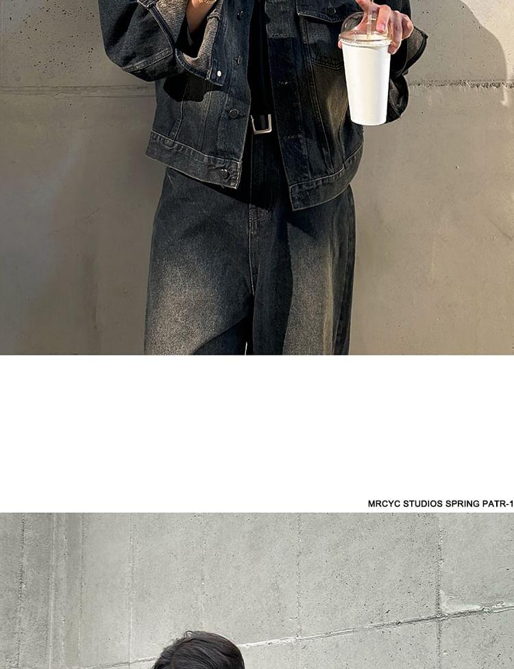 Stand-Collar Denim Jacket Product Image