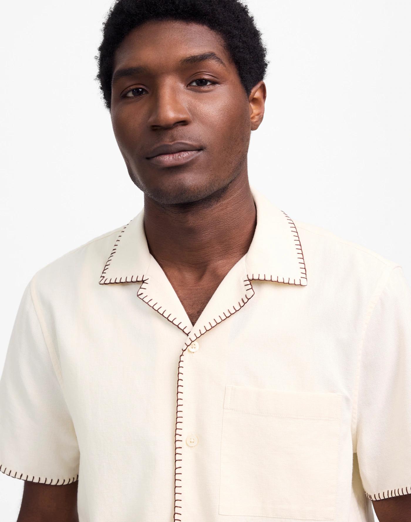 Blanket Stitch Short-Sleeve Shirt Product Image